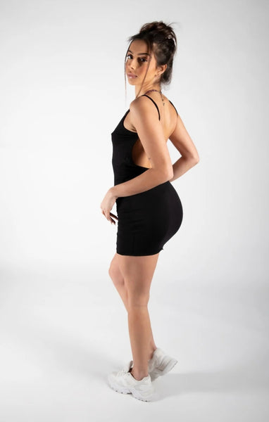 blue dress for baby girl Black Strappy Backless Cami Mini Dress