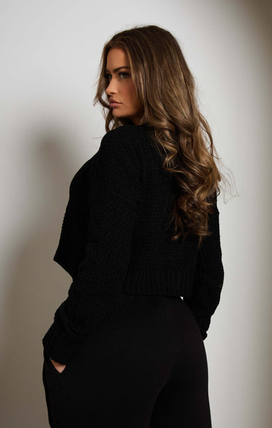 KOGMO Women's Long Knit Cardigan - Snap Button Sweater, Above-Knee Length, Size L Black - View #9