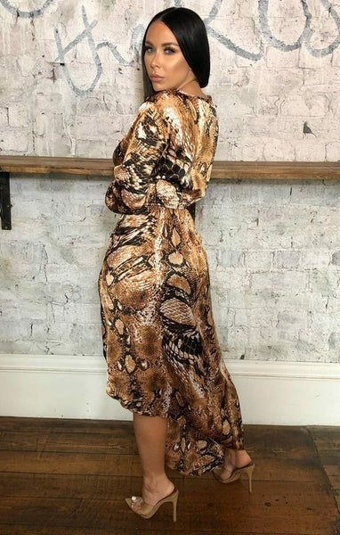 Silk snake print on sale dress