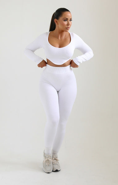 Muriel Convo White 2 Long Sleeve Top and Legging Set, XS-XL