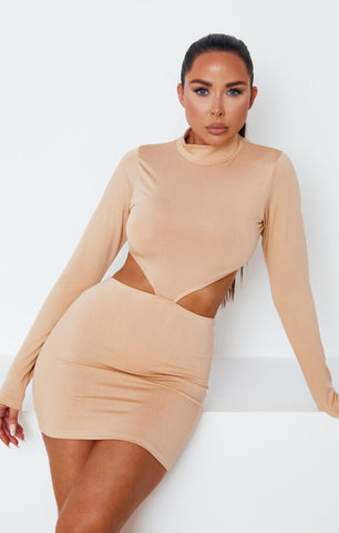 high neck long sleeve shift dress Peter Pilotto Turtleneck Dress Colorblock Crepe Size US 8 Long Sleeve Shift