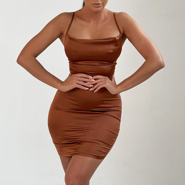 Women's Lace Up Sleeveless Velvet Bodycon Mini Dress Strappy Chain Cami Party Dresses main image 1