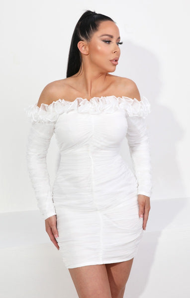 Beaufident Women's Lantern Sleeve Bodycon Dress – V-Neck Mesh Cocktail Party Dress For Weddings & Nights Out