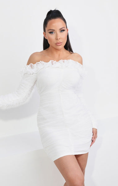 long sleeve train wedding dress Zapakasa Women Ivory Sweep Train Wedding Dress with Lace Bateau Neck A Line Long  Sleeves Bridal Dress with Slit