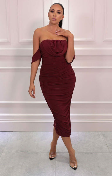 Cowl fashion midi dress