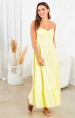 Yellow Strappy Elegant Maxi Dress - Mila