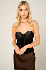 Black Mesh Sparkle Corset Top - Virella