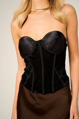 Black Mesh Sparkle Corset Top - Virella