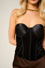 Black Mesh Sparkle Corset Top - Virella