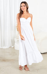 White Strappy Elegant Maxi Dress - Mila