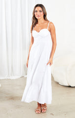 White Strappy Elegant Maxi Dress - Mila
