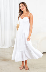 White Strappy Elegant Maxi Dress - Mila