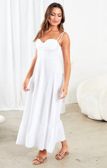 White Strappy Elegant Maxi Dress - Mila