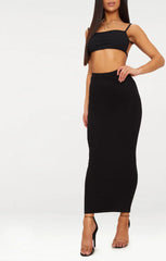 Black Rib Strappy Tie Back Bralette - Liriana