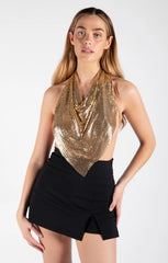 Gold Chainmail Halter Neck Top - Lucetta