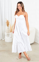 White Strappy Elegant Maxi Dress - Mila