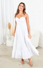White Strappy Elegant Maxi Dress - Mila