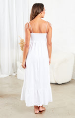 White Strappy Elegant Maxi Dress - Mila