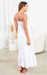 White Strappy Elegant Maxi Dress - Mila