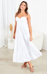 White Strappy Elegant Maxi Dress - Mila