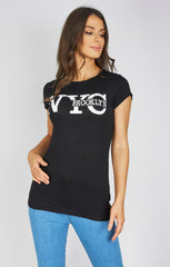 Black ‘NYC Brooklyn’ Slogan Print T-Shirt - Elissara