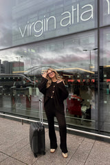 Black Button Through Relaxed Fit Knitted Loungewear Set - Olivia