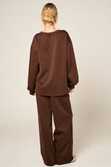 Chocolate Long Sleeve Glitter Dot Sweatshirt and Wide Leg Trousers Co Ord Set - Seraphia