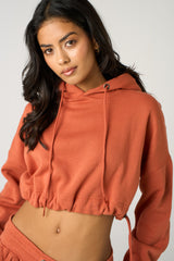 Rust Boxy Cropped Hoodie Cuffed Joggers Loungewear Set - Cailleigh