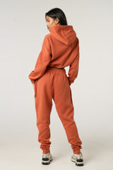 Rust Boxy Cropped Hoodie Cuffed Joggers Loungewear Set - Cailleigh