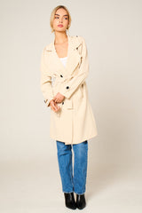 Beige Double Breasted Longline Trench Coat - Evie