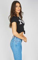 Black ‘NYC Brooklyn’ Slogan Print T-Shirt - Elissara