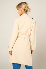 Beige Double Breasted Longline Trench Coat - Evie
