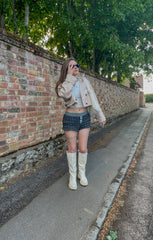 Stone Cropped Double Breasted Trench Coat - Honor