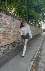 Stone Cropped Double Breasted Trench Coat - Honor