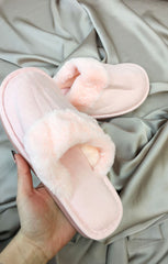 Pink Faux Suede Mule Slippers - Tiffany