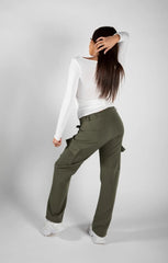 White Slinky Long Sleeve Square Neck Top - Thalina