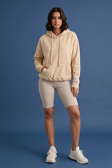 Stone Oversized Front Pocket Long Sleeve Drawstring Fleece Hoodie - Alexia
