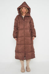 Brown Long Hooded Duvet Coat – Katrina