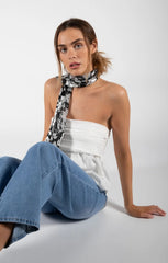 White Strapless Bandeau Shirt Top - Alondra