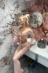 Nude Slinky Front Tie Two Piece Set - Kia