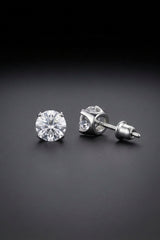 Round Cut Diamond Stud Earrings with Push Back Closure - Trixie
