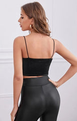 Black Velvet Strappy Bustier Cami Top - Neralia