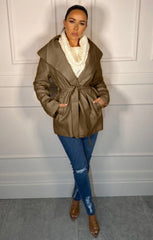 Mocha Waterfall Belted Coat - Daya