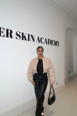 Beige Cropped Cargo Bomber Jacket - Fiora