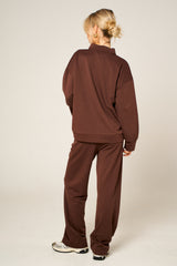 Chocolate Oversized Long Sleeve Rugby Top and Trouser Co Ord Set - Marizel