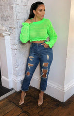 Neon green crop jumper sale