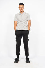 Mens Grey Half Sleeve Polo T -Shirt