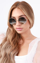 Gold Mirrored Round Sunglasses - Jessica