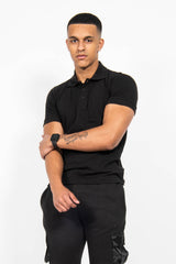 Mens Black Half Sleeve Polo T -Shirt
