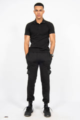 Mens Black Half Sleeve Polo T -Shirt